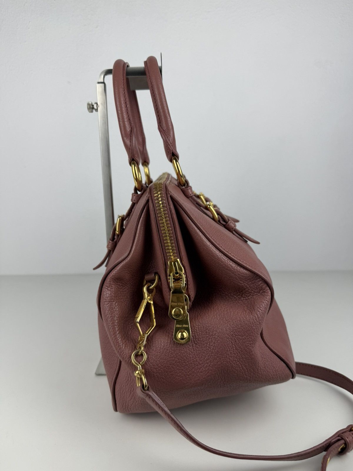 Miu Miu madras leather mini bowling bag