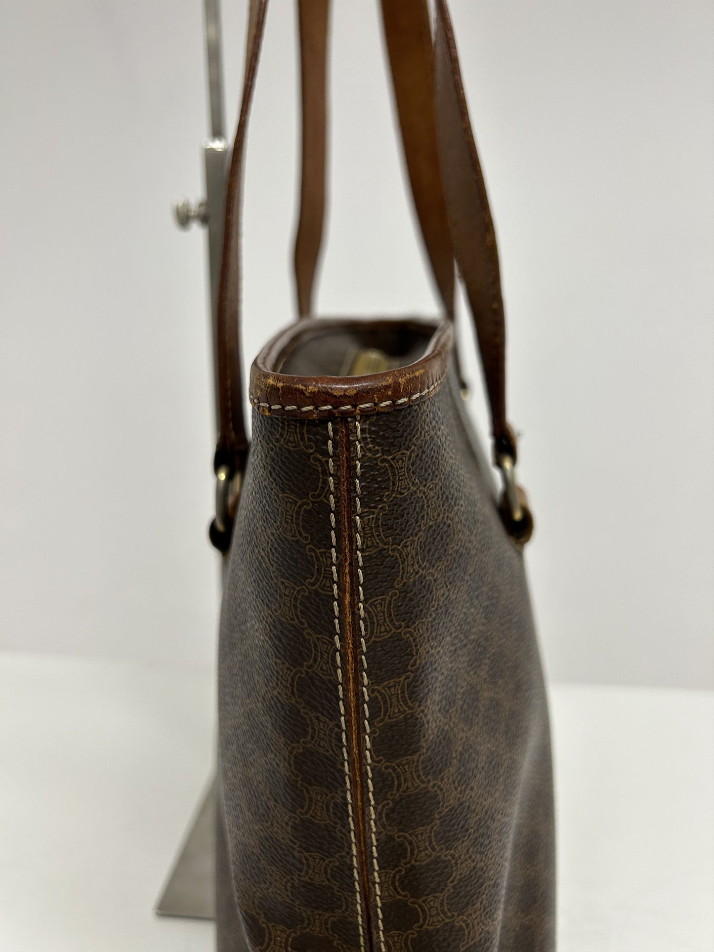 Vintage 90s Celine macadam top zip tote bag