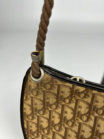 Vintage 80s Dior trotter oblique monogram rope shoulder bag