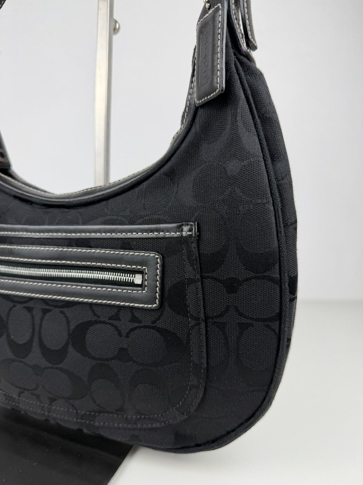 Coach signature jacquard half moon small hobo bag