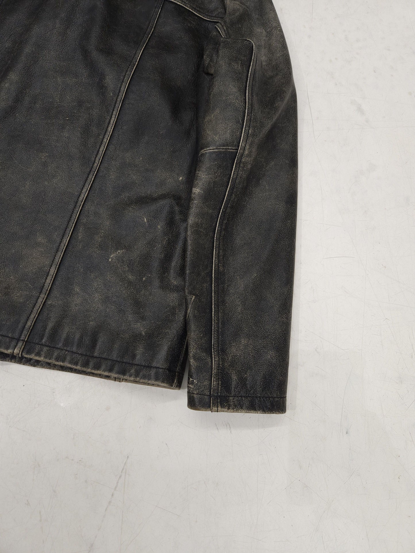 Vintage distressed leather overshirt