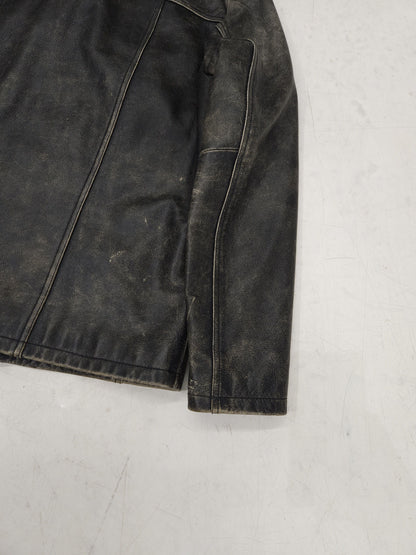 Vintage distressed leather overshirt