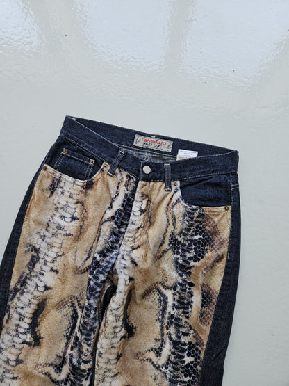 Vintage snake print bootcut denim