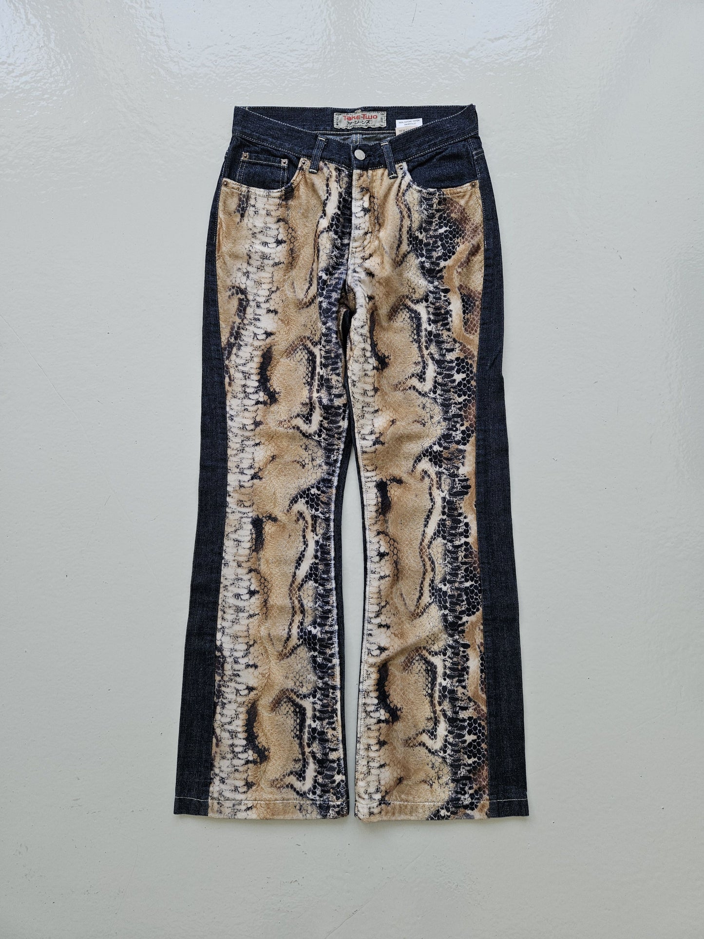 Vintage snake print bootcut denim