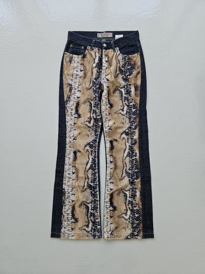 Vintage snake print bootcut denim