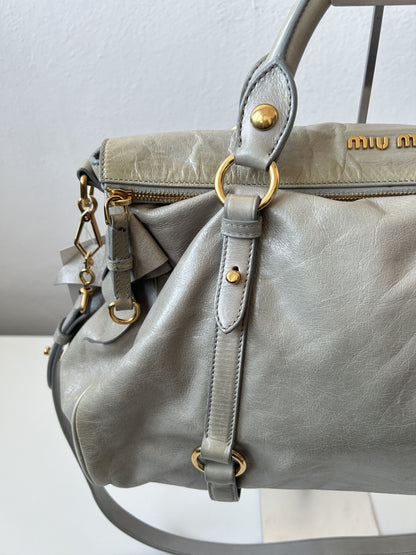 Miu miu vitello bow bag in blueish gray