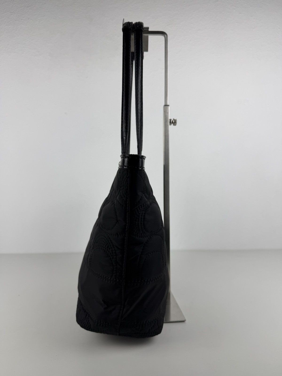 Coach signature quilted nylon and patent leather tote