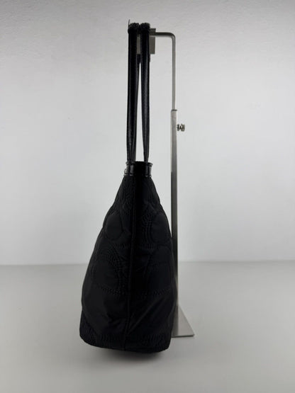 Coach signature quilted nylon and patent leather tote