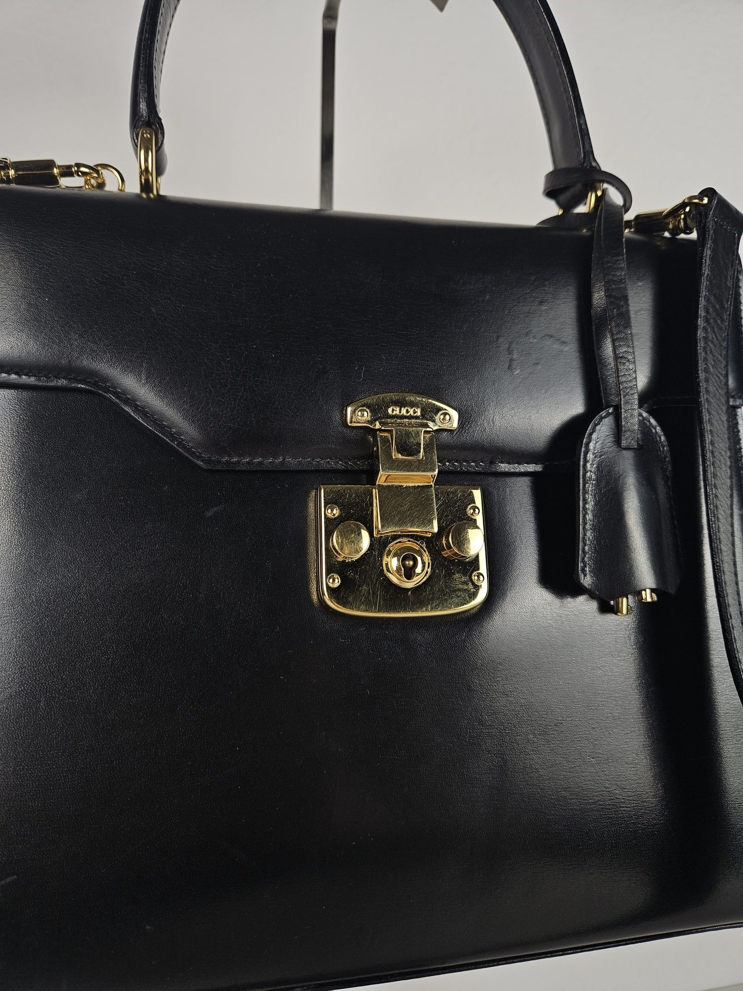 Vintage 80s Gucci lady lock box leather handbag