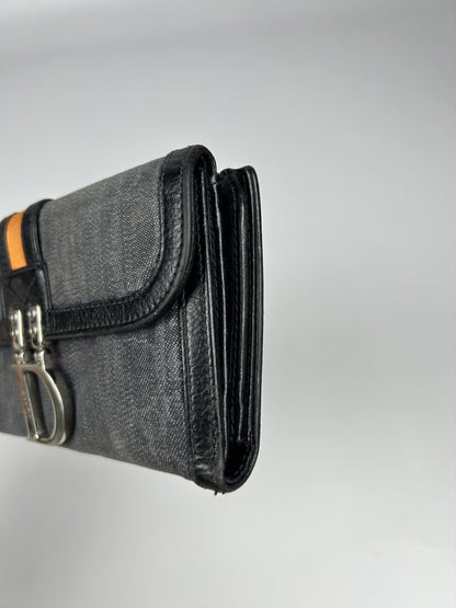 Dior flight monogram canvas and leather long trifold wallet