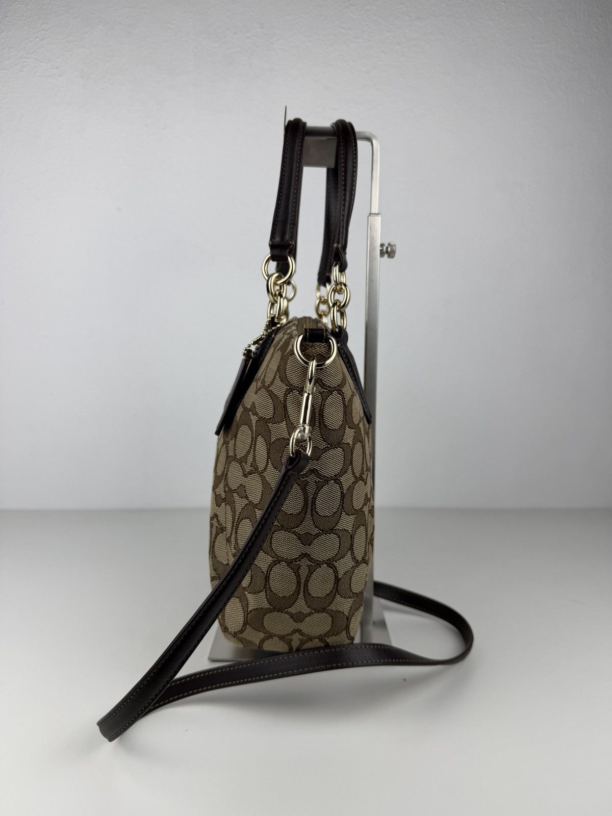 Coach signature jacquard and leather small kelsey satchel
