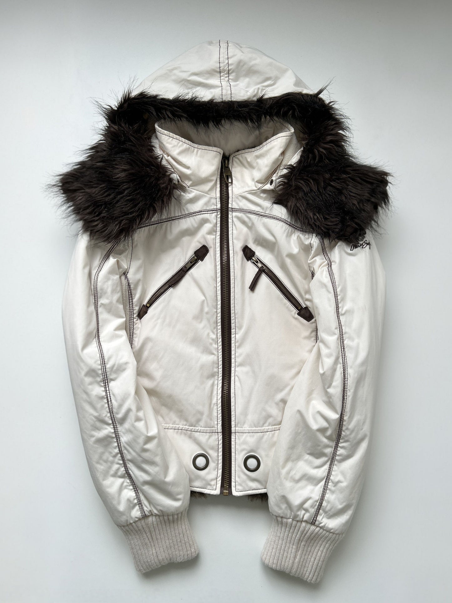 Archive y2k Miss Sixty faux fur lined hooded bomber