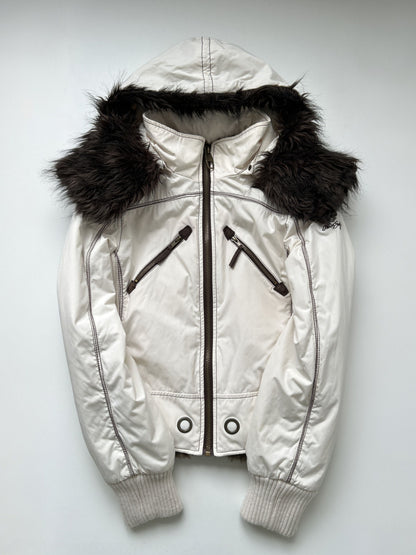 Archive y2k Miss Sixty faux fur lined hooded bomber