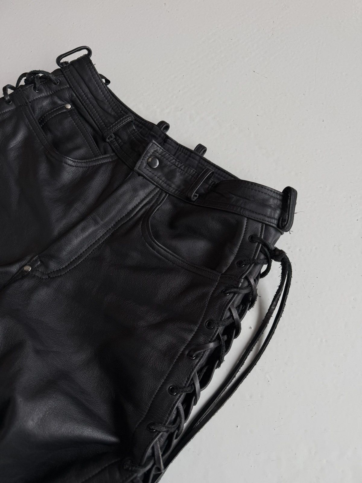 Vintage hein gericke lace up leather biker pants