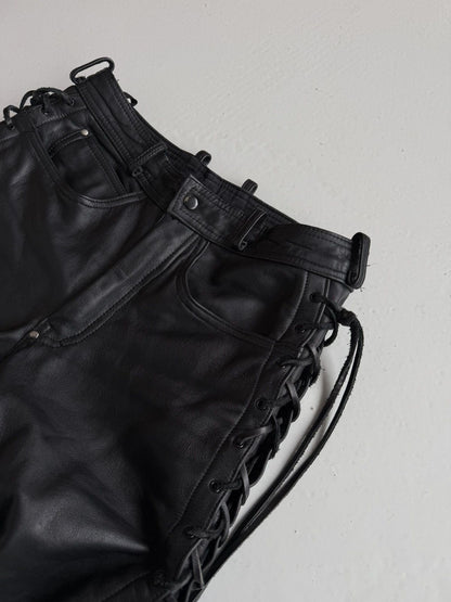 Vintage hein gericke lace up leather biker pants
