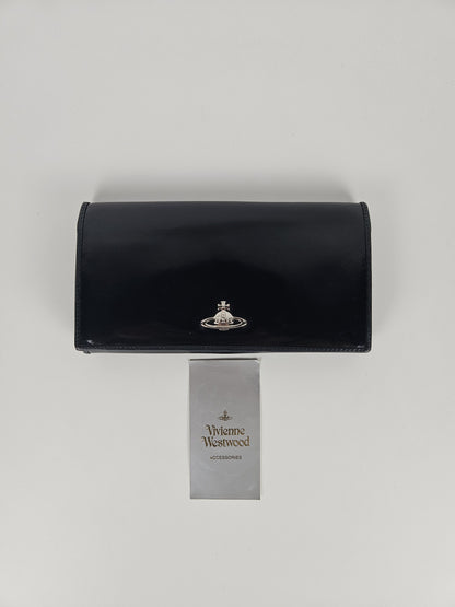 Vivienne Westwood orb black patent leather wallet