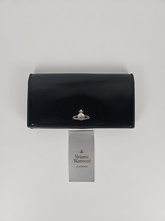 Vivienne Westwood orb black patent leather wallet