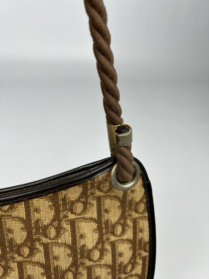 Vintage 80s Dior trotter oblique monogram rope shoulder bag