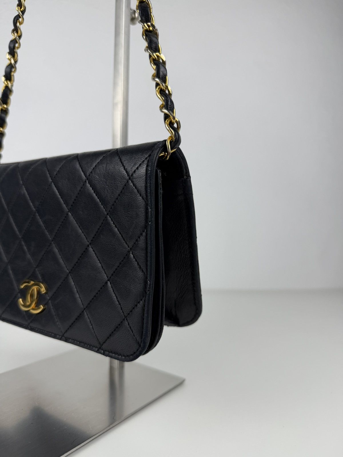Vintage Chanel CC lambskin mini matelasse full flap