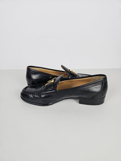 Vintage Hermes constance leather loafers H logo buckle