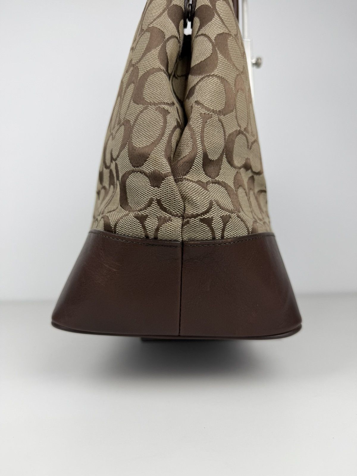 Coach signature leather and canvas tote bag