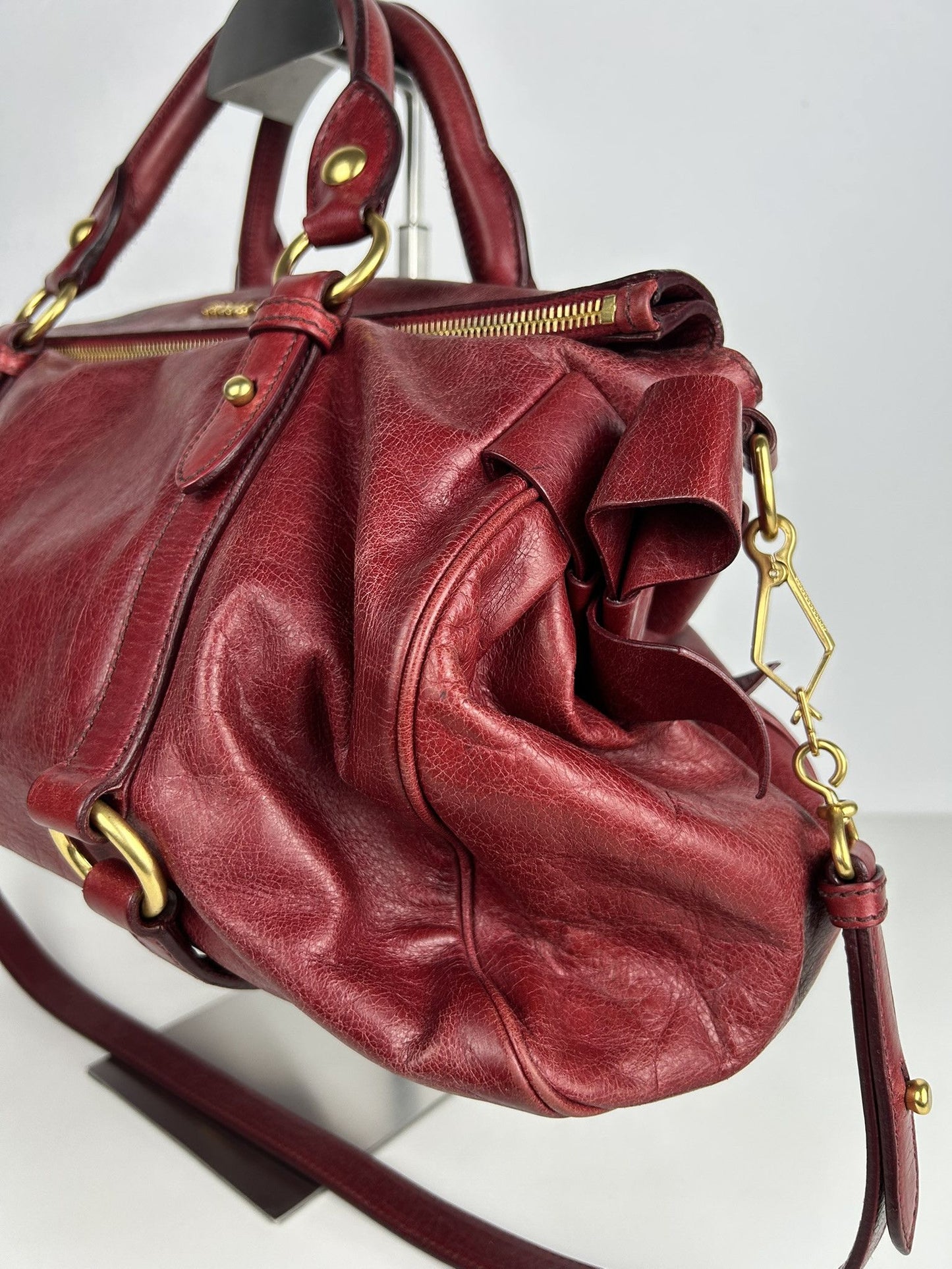 Miu miu vitello bow bag in red