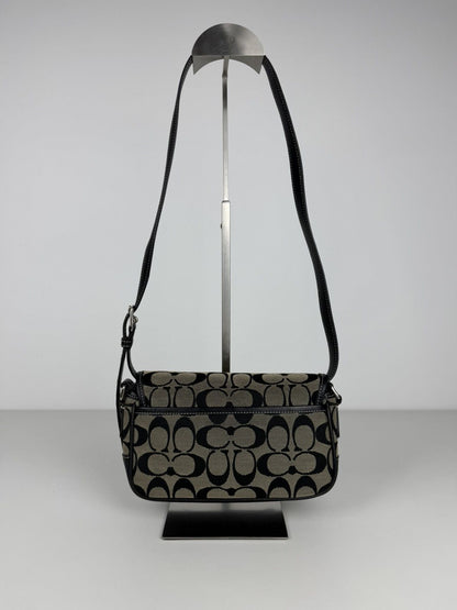 Coach signature leather and canvas shoulder/ crossbody bag