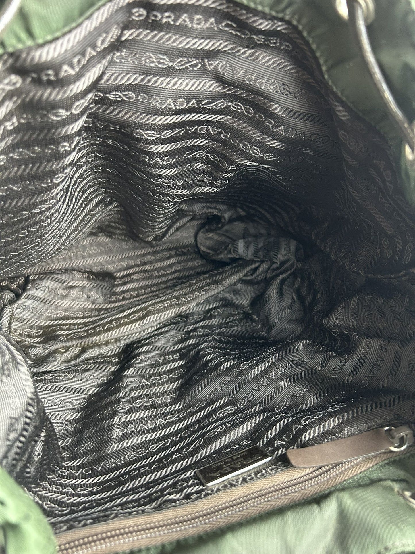 Vintage Prada nylon and leather triangle logo cargo backpack