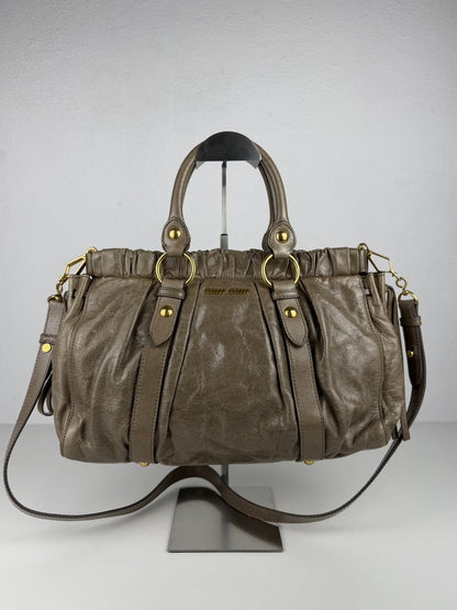 Miu Miu vitello bauletto aperto gathered leather handbag