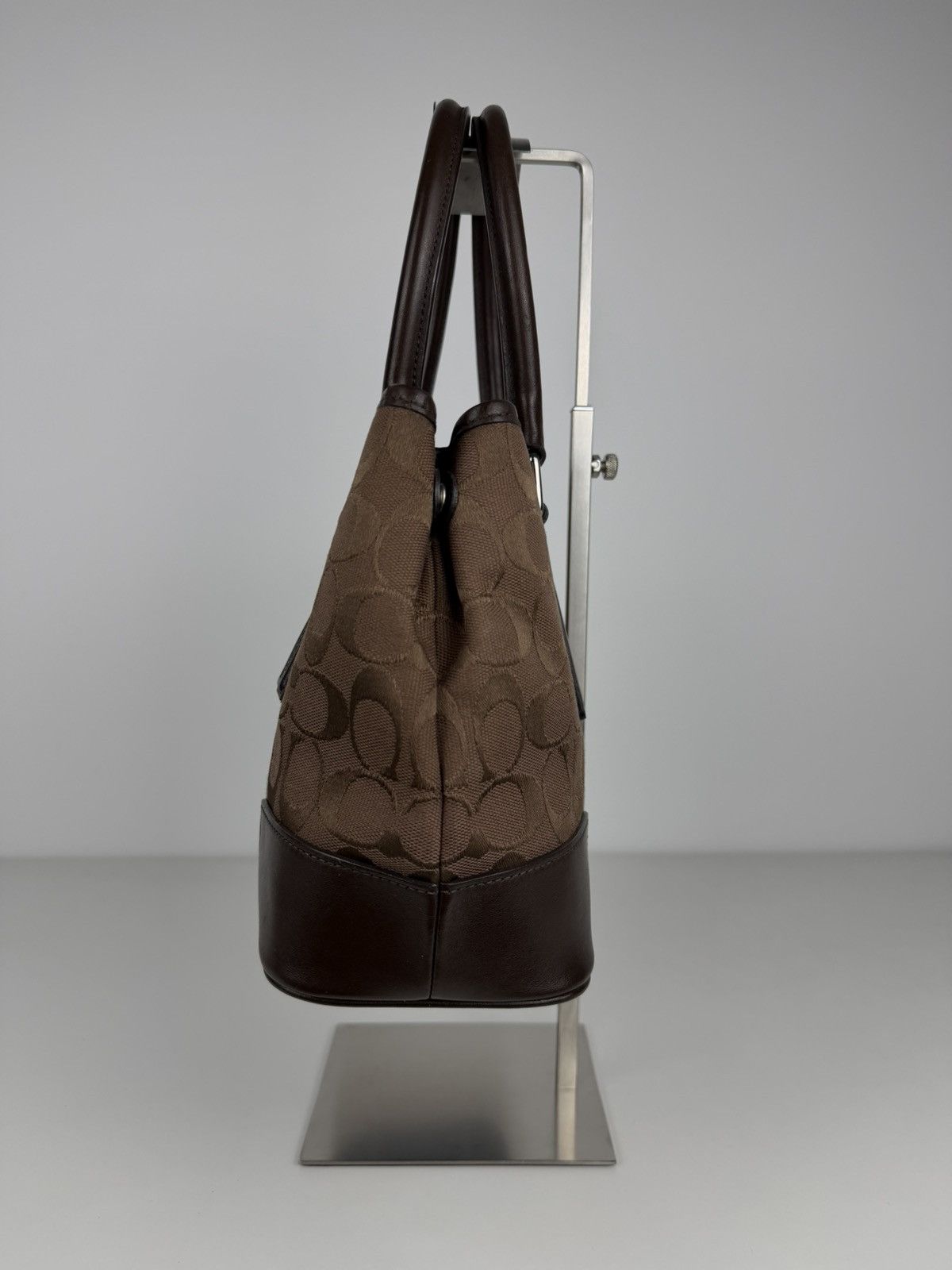 Coach Hamptons leather and canvas signature tote
