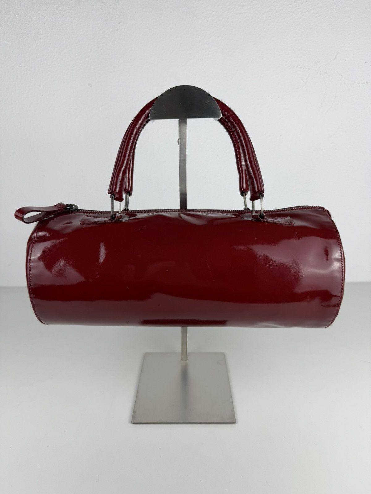 Vintage 90s Miu Miu patent leather cylindrical handbag