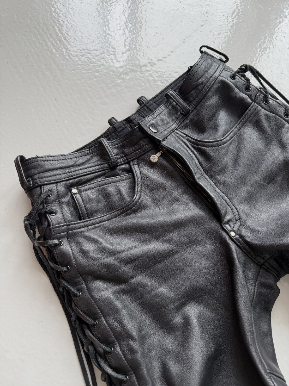 Vintage hein gericke lace up leather biker pants