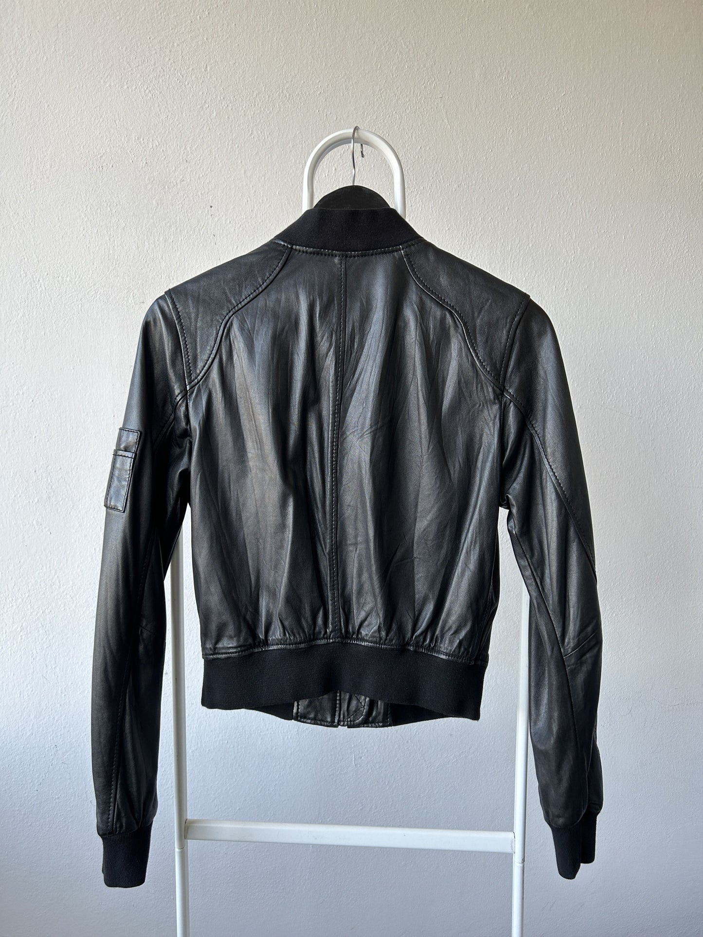 Archive Diesel cropped lambskin leather bomber jacket
