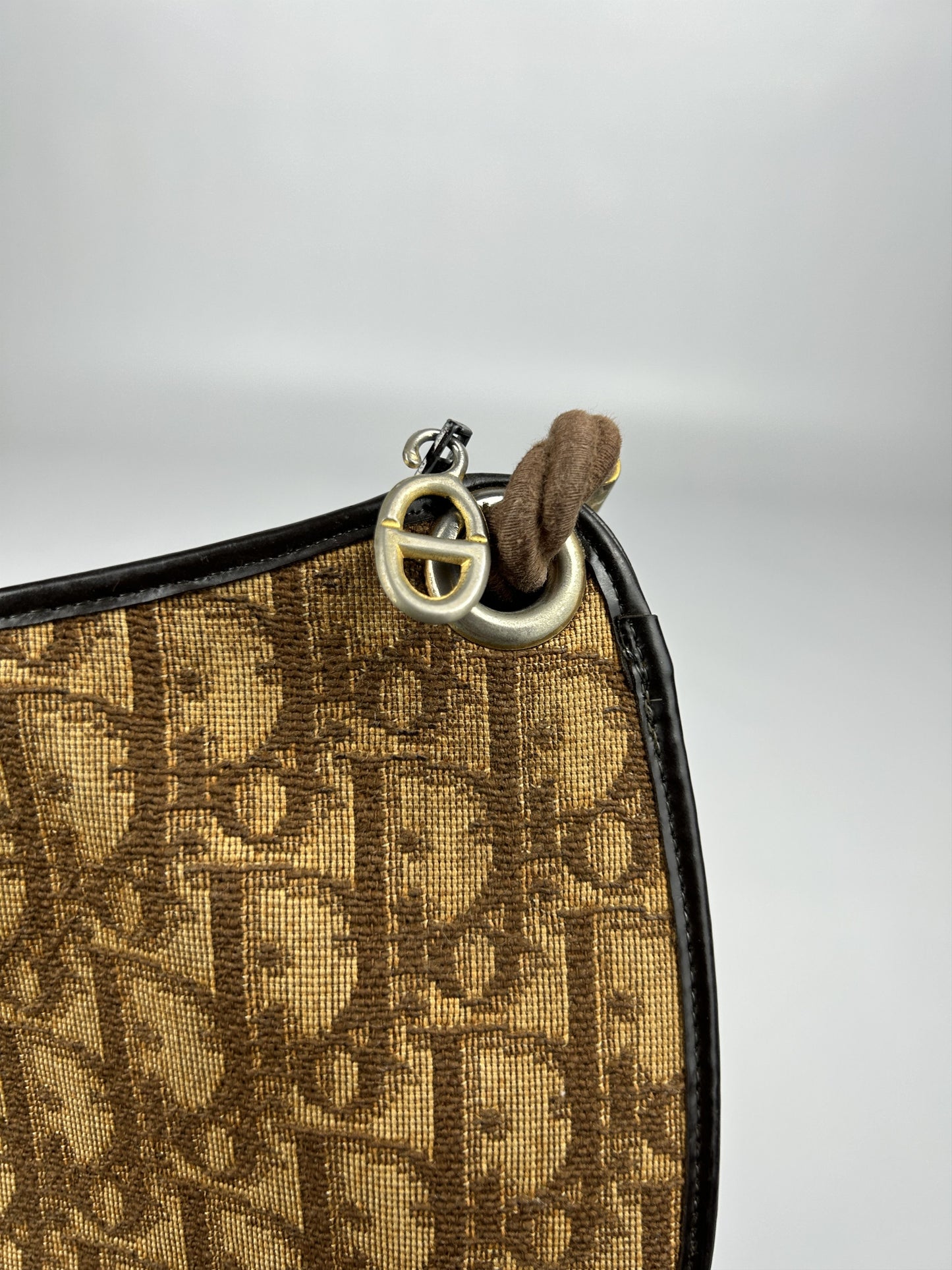 Vintage 80s Dior trotter oblique monogram rope shoulder bag
