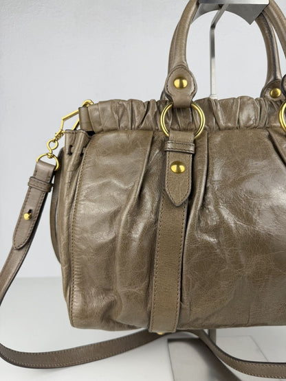 Miu Miu vitello bauletto aperto gathered leather handbag
