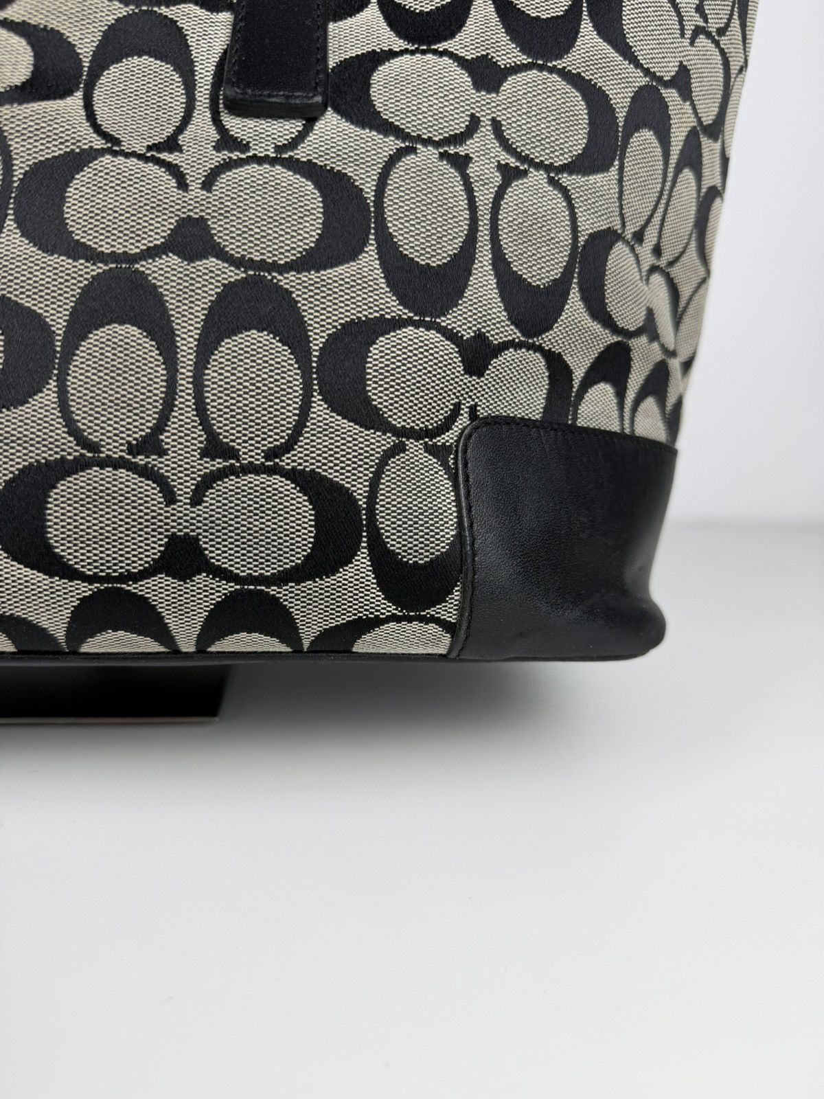Coach signature leather and canvas tote bag