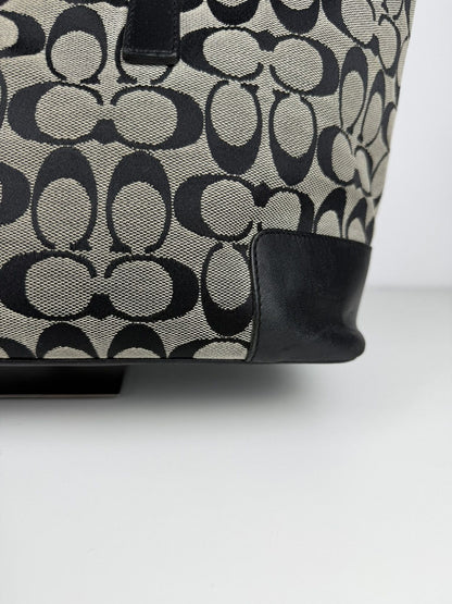 Coach signature leather and canvas tote bag