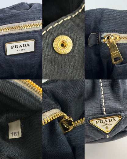 Prada canapa large canvas tote bag