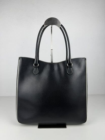Vintage Prada leather triangle logo tote bag