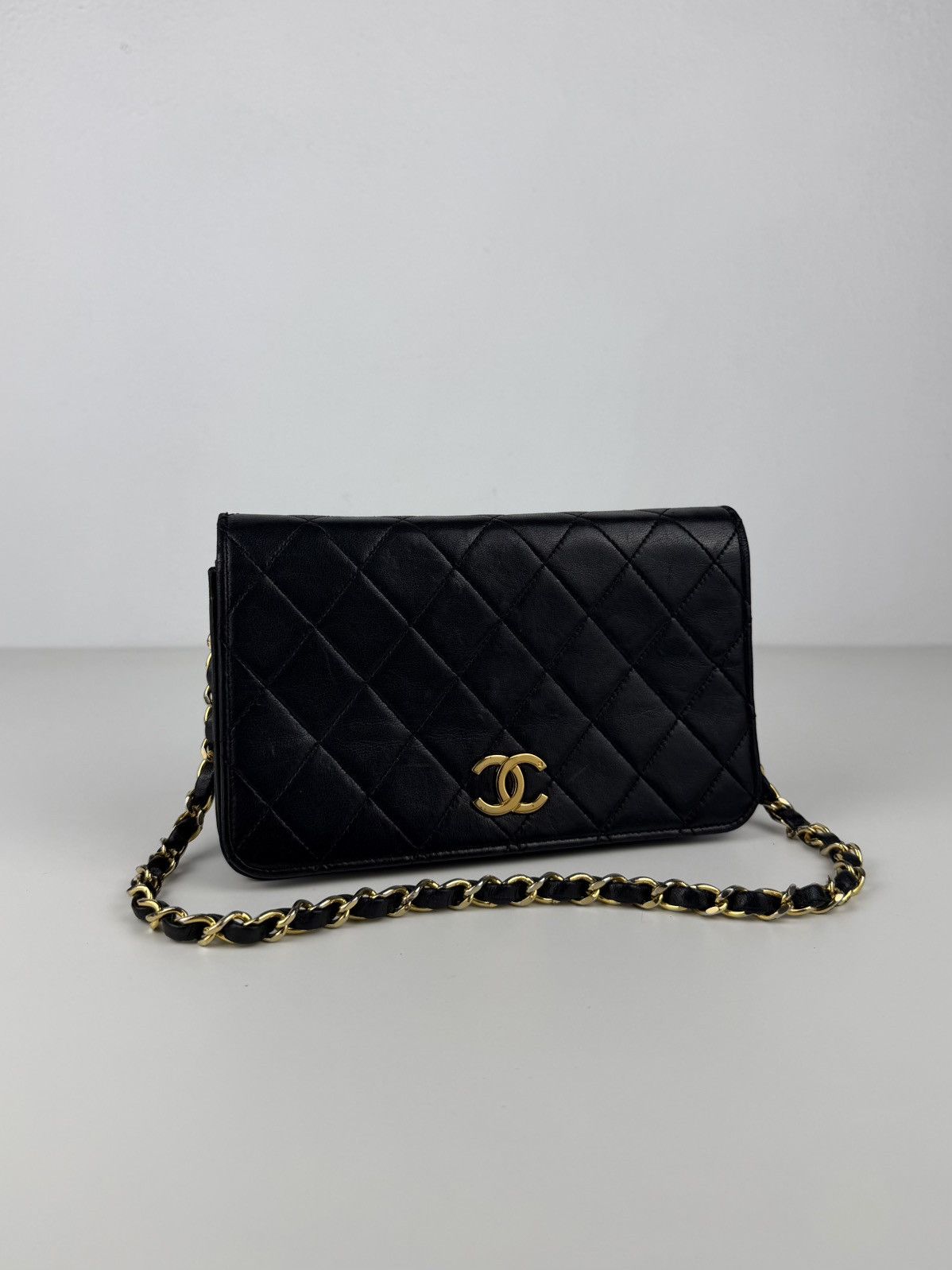 Vintage Chanel CC lambskin mini matelasse full flap
