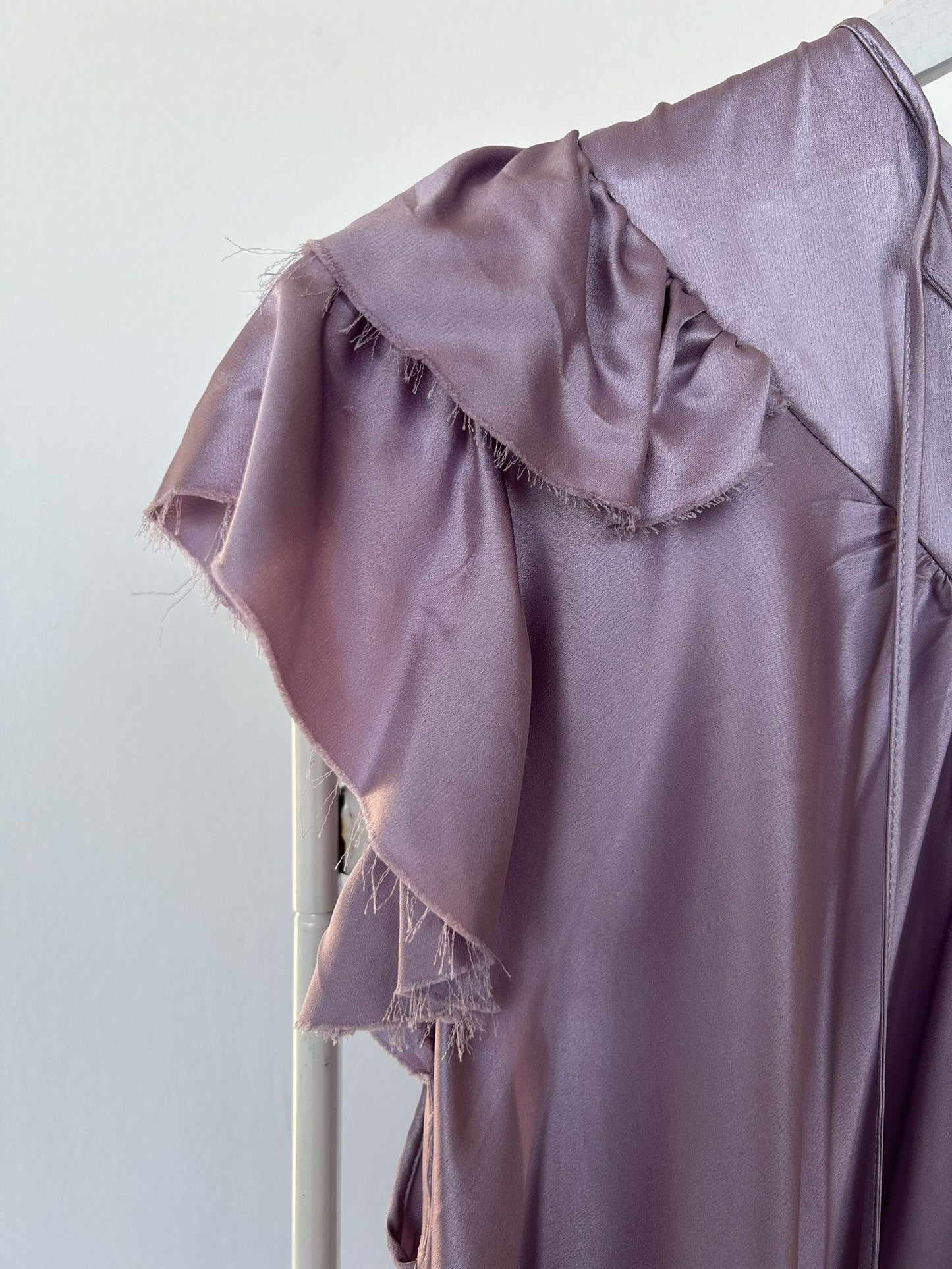 SS2018 Balenciaga silk ruffle loose long dress in lilac