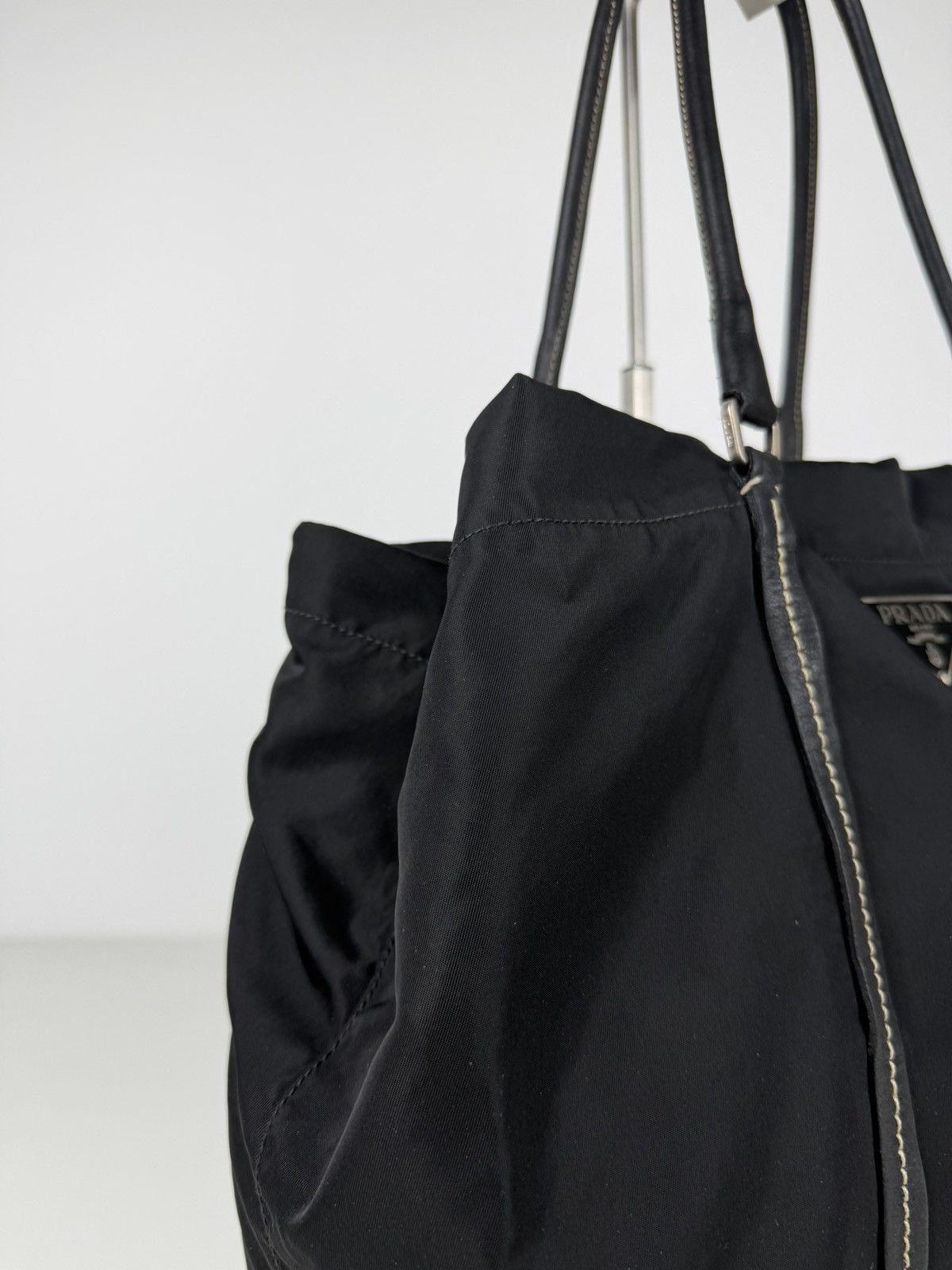 Prada tessuto nylon triangle logo tote bag