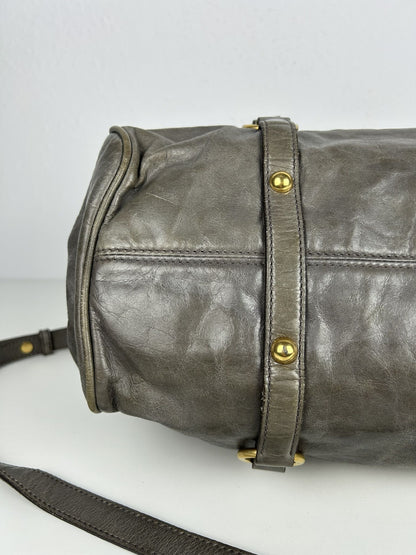 Miu miu vitello bow bag in gray with locket