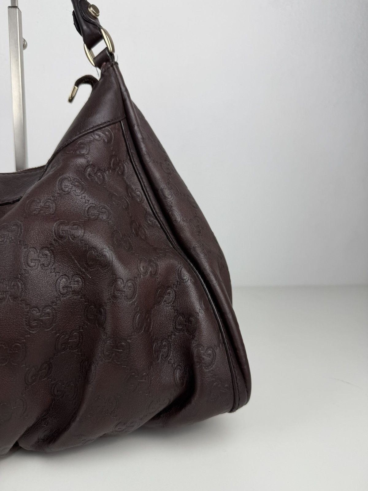 Gucci Abbey d-ring large guccissima leather monogram handbag