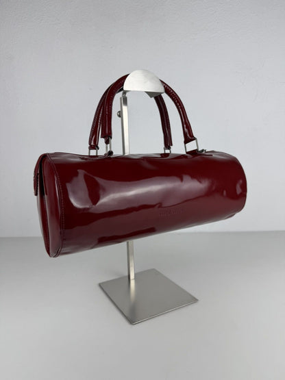 Vintage 90s Miu Miu patent leather cylindrical handbag