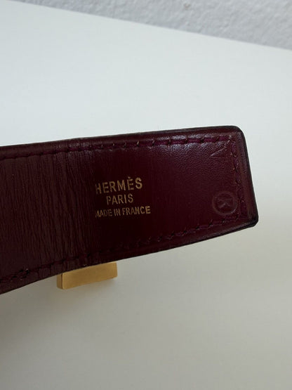 Vintage 1981 Hermes Constance leather belt with H-buckle