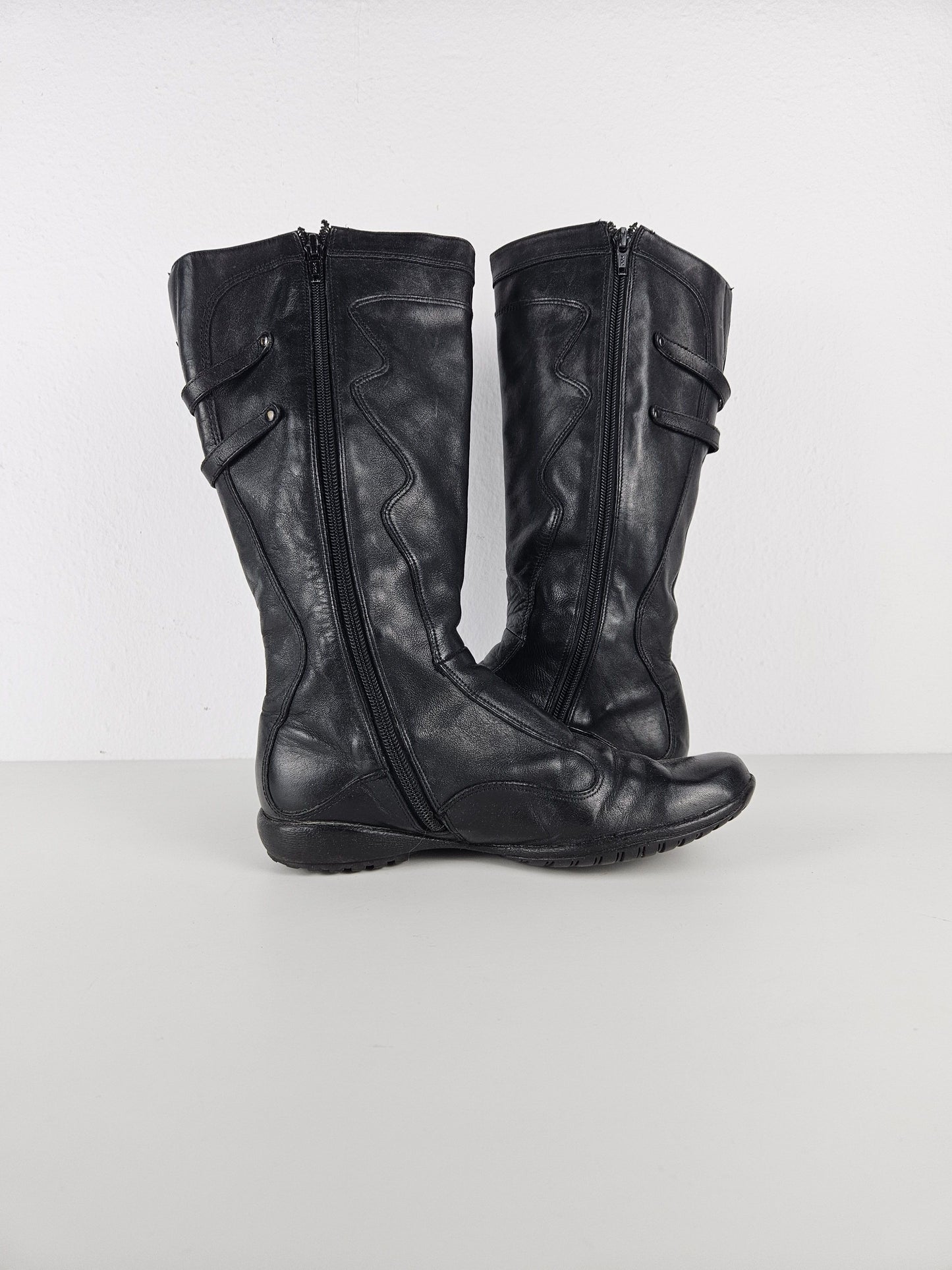Vintage y2k avant garde leather biker boots