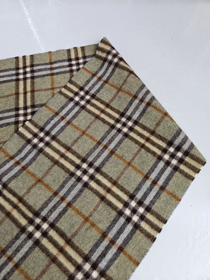Vintage Burberry green nova check cashmere scarf