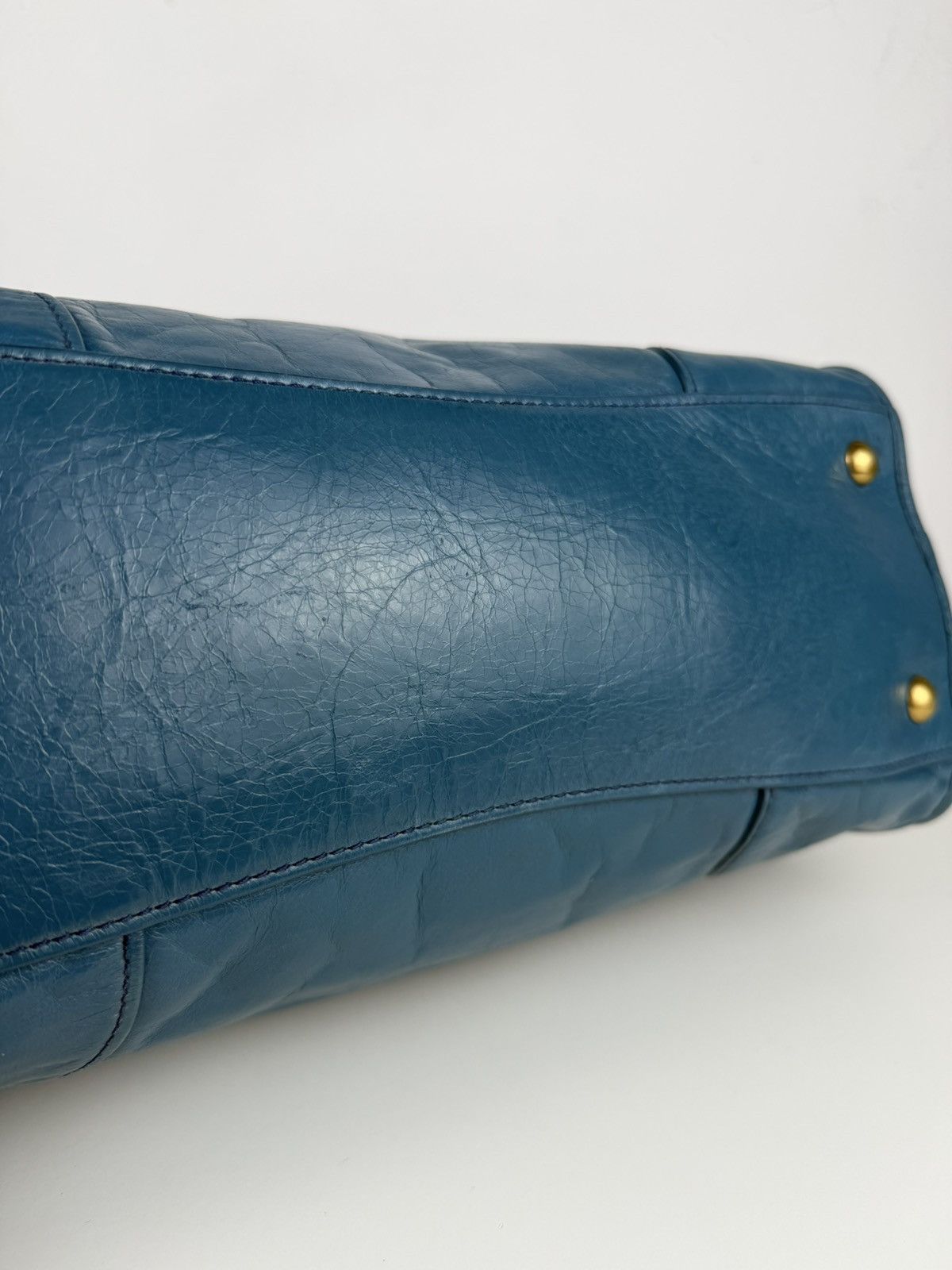Miu miu vitello lux top zip handbag in turquoise