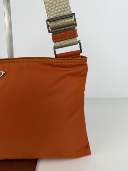 Vintage prada nylon triangle logo shoulder/ crossbody bag